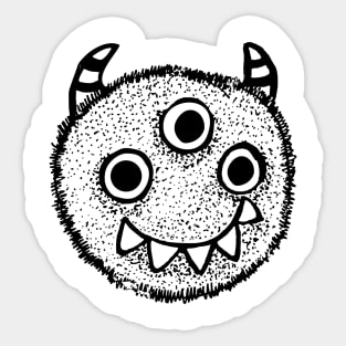 Cute fluffy monster black and white Sticker